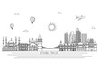 Istanbul detailed Skyline. Travel and tourism background. Vector background. line illustration. Line art style