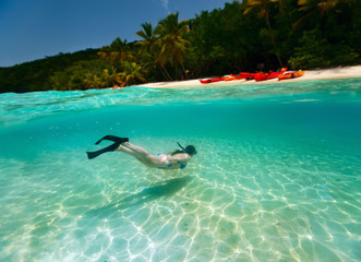 Wall Mural - Woman swimming underwater