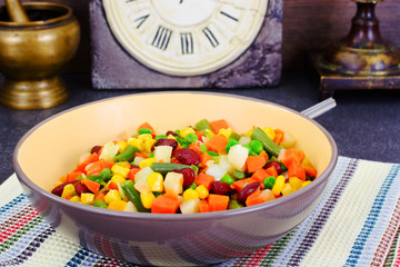 Mexican Mix of Vegetables. Tomatoes, Beans, Celery Root, Green B