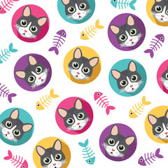 Wall Mural - Cute cat pattern