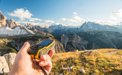 gps navigator in hand