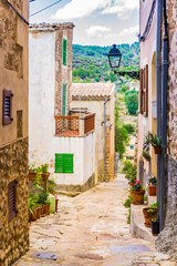 Fototapete - Dorf Alt Häuser Mediterran Gasse Durchgang 