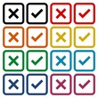 Check mark and x square icons set - Illustration