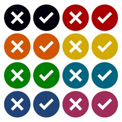 Sticker - Check mark and x circle icons set - Illustration