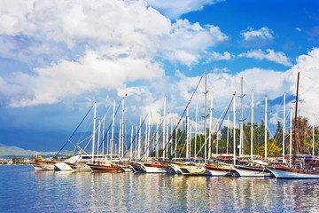 Wall Mural - Sailing yachts in Fethiye Turkey