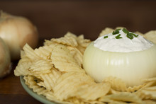 Onion Filled With Onion Dip & Potato Chips