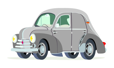 Wall Mural - Caricatura Renault 4CV Commerciale grisl vista frontal y lateral