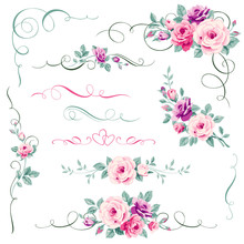 Set Of Floral Calligraphic Elements