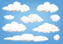   Cloud Set / Collection -  Low Poly Illustration
