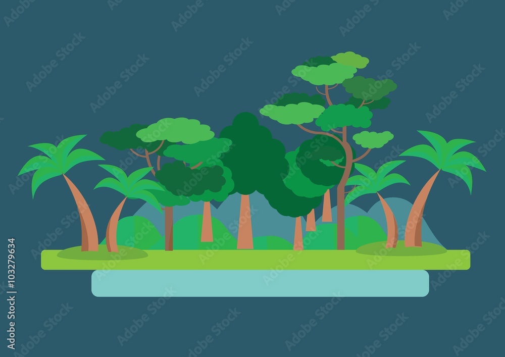 Forest Green Landscape. Vector illustration Stock Vector | Adobe Stock