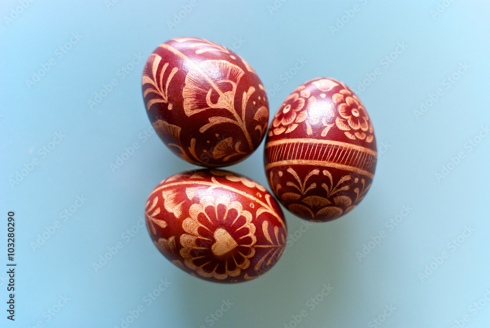 Traditional Polish Easter eggs - drapanki - obrazy, fototapety, plakaty 