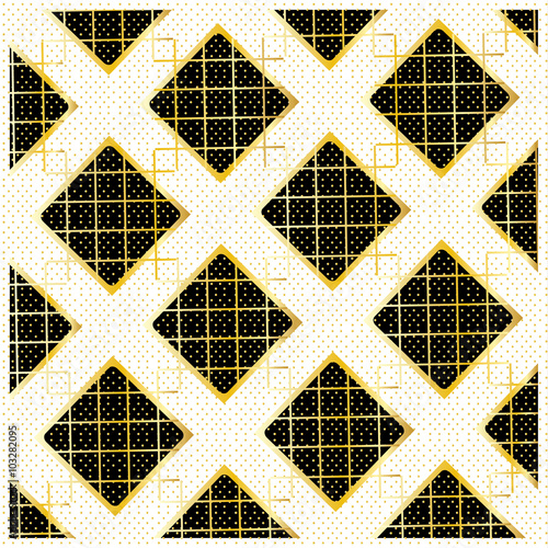 Gold Diamond Checkered Pattern Modern Ornament With Diamond And