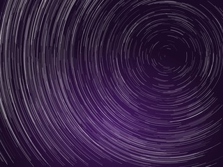 Wall Mural - Astronomy concept. Startrails around Polaris star and purple aurora on night sky.