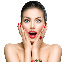 Wall Mural - beauty fashion surprised woman portrait