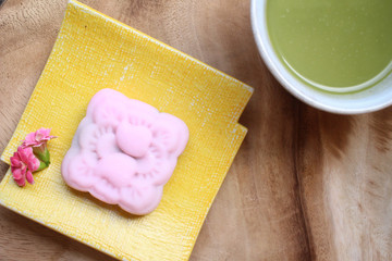 Poster - Mochi with green tea japanese dessert