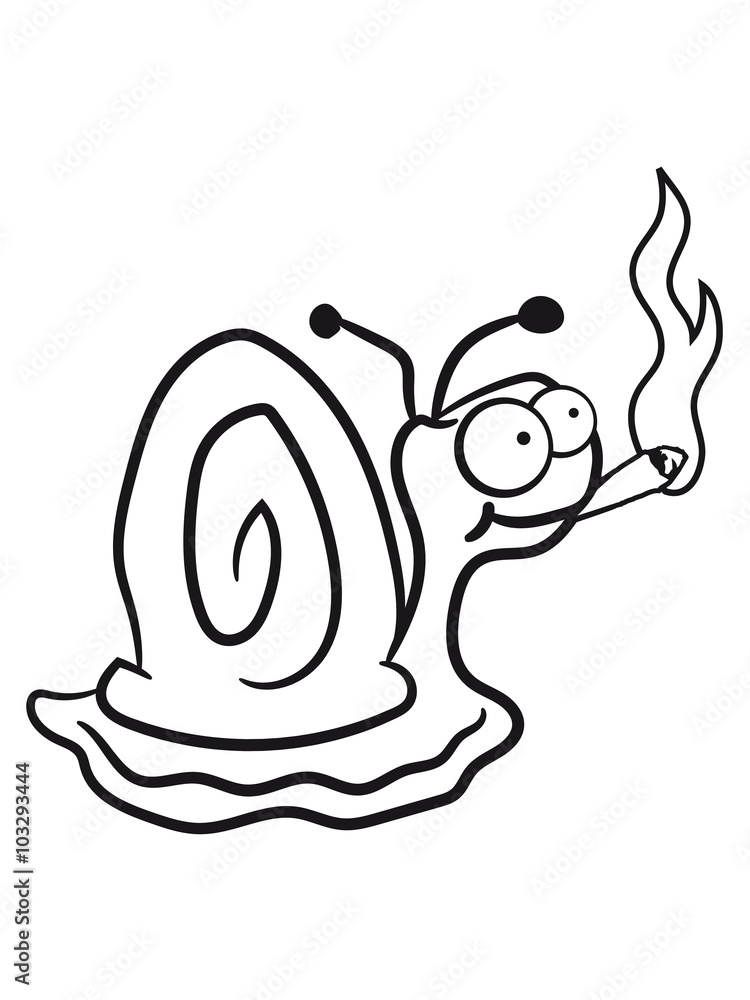pothead weed smoking cigarette joint cannabis weed hemp smoken snail drug  Stock Illustration