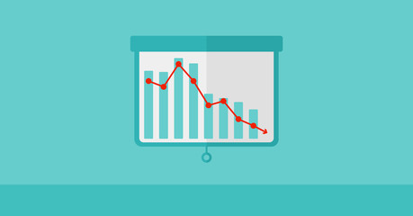 Sticker - Background of projector roller screen with decreasing chart.