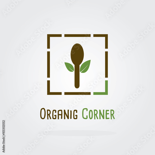 Organic Green Fresh And Clean Food Vector Illustration Flat Logo