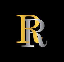 Wall Mural - RR initial letter with gold and silver