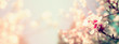 Leinwandbild Motiv Abstract blurred website banner background of of spring white cherry blossoms tree. selective focus. vintage filtered with glitter overlay
