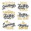 Easter Typographical Lettering Designs Set. Isolated on White Background. Vector Illustration.