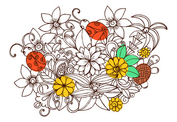 Wall Mural - Floral doodles