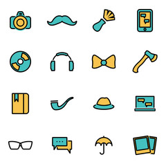 Poster - Trendy flat line icon pack for designers and developers. Vector line hipster set