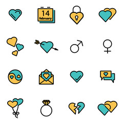 Wall Mural - trendy flat line icon pack for designers and developers. vector line love set
