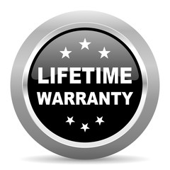 Poster - lifetime warranty black metallic chrome web circle glossy icon