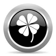 Aufkleber - four-leaf clover black metallic chrome web circle glossy icon