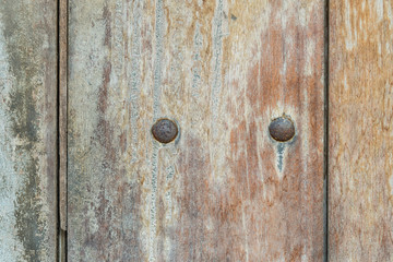 Wall Mural - old wooden wall with rusted pin texture for background