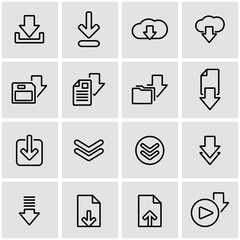 Wall Mural - vector line download icon set