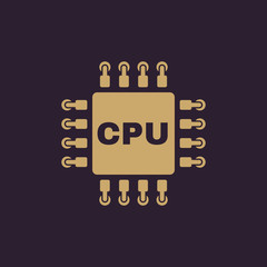 The cpu icon. Microprocessor and processor symbol. Flat