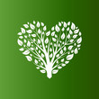 vector heart shape tree on green background