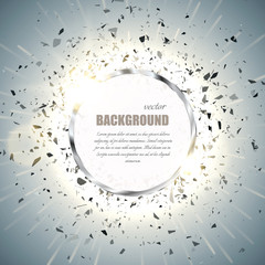 Canvas Print - Vector ring background. Metal chrome shine round frame with spark light effect and big explosion.