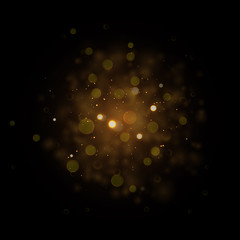Wall Mural - Vector gold star sparkles in space. Glittering shining particles galaxy.