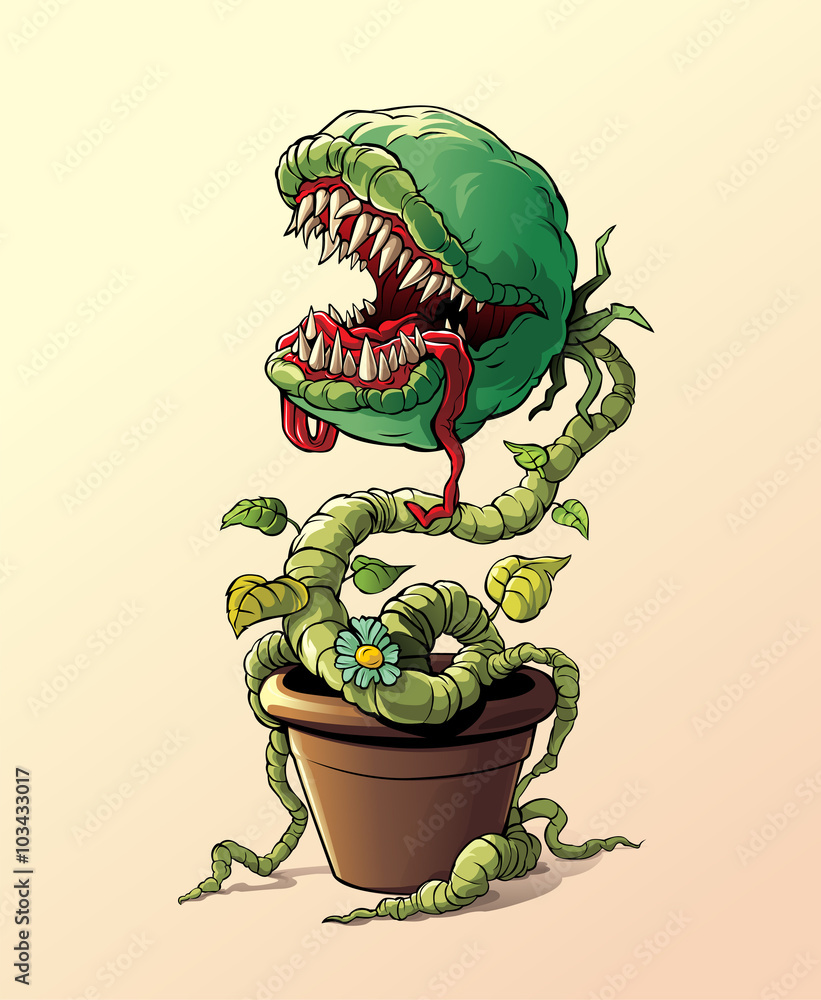 Carnivorous Plant Hungry evil Carnivorous plant in Pot Stock Vector | Adobe  Stock