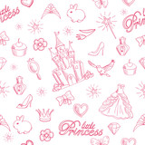 Pink princess seamless pattern.