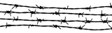Fototapeta Uliczki - Barbed wire seamless background. Vector fence illustration