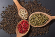 © mkarpiel - 4 colors of peppercorns od wooden spoons