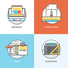 Wall Mural - flat line concepts icons
