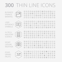 Wall Mural - thin line icons for business, technology and leisure