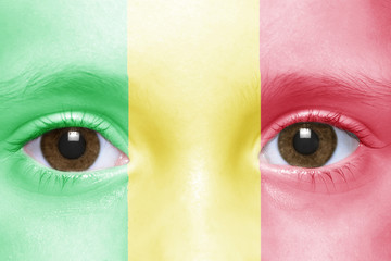 Wall Mural - human's face with malian flag