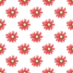 Wall Mural - Red flowers seamless pattern