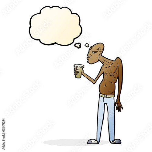 Photo  cartoon hooligan with thought bubble