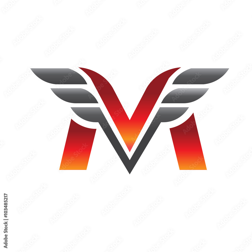 letter M V with wing logo vector Stock Vector | Adobe Stock