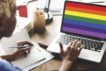 Poster - rainbow symbol love free homosexual concpet