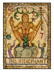 Wall Mural - The old tarot card. The Hierophant