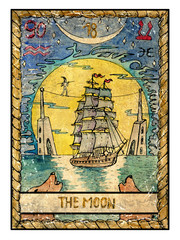 Sticker - The old tarot card. The Moon