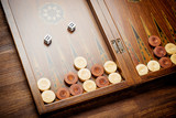Fototapeta Fototapeta kamienie - Color detail of a Backgammon game with two dice close up